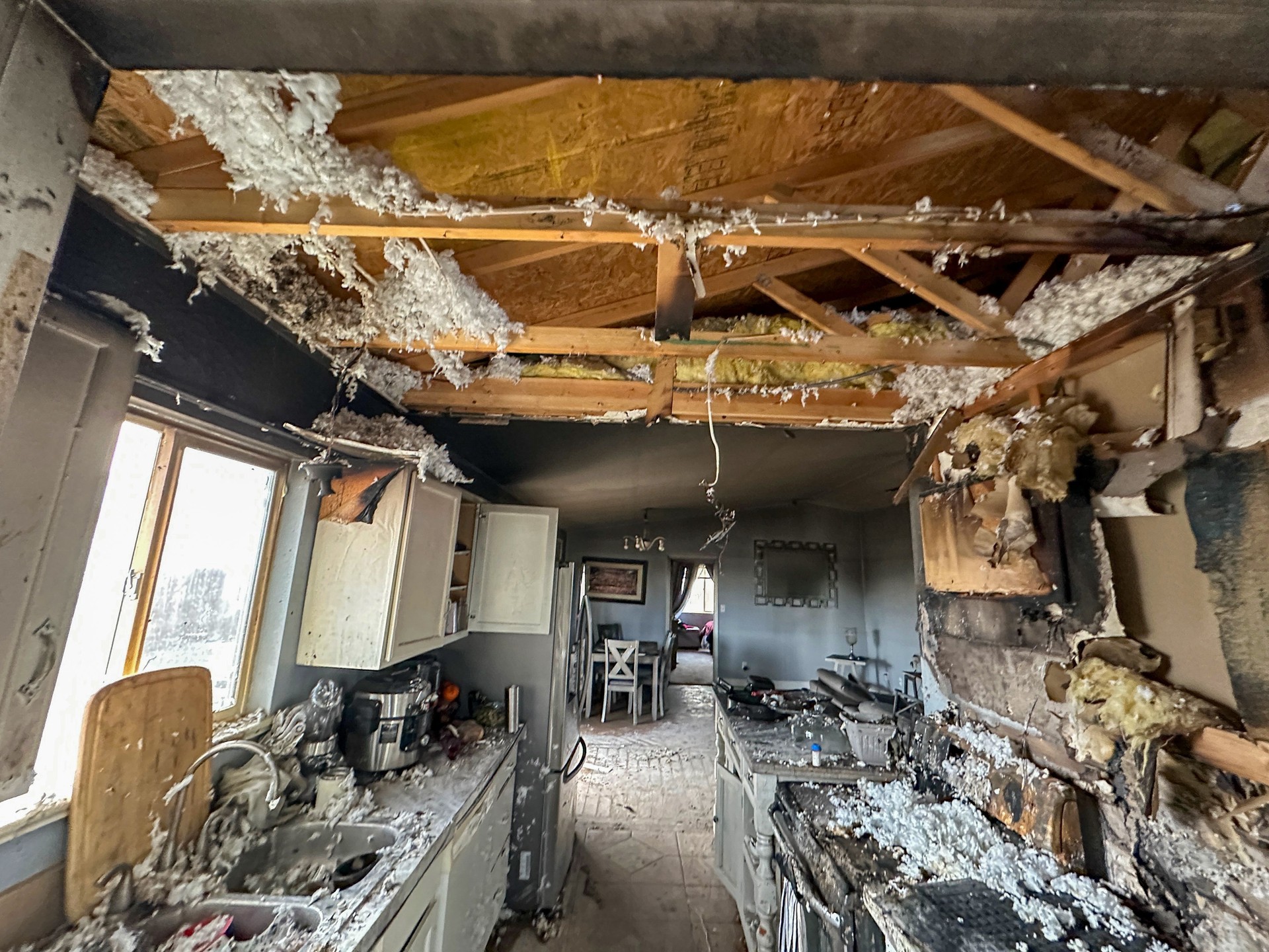 A home that was effected by a fire in the kitchen